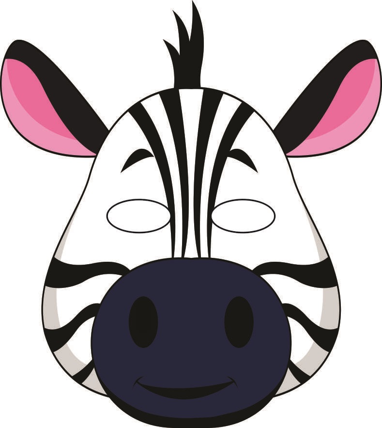 çocuklar için hazır kağıttan Zebra maskesi şablonu